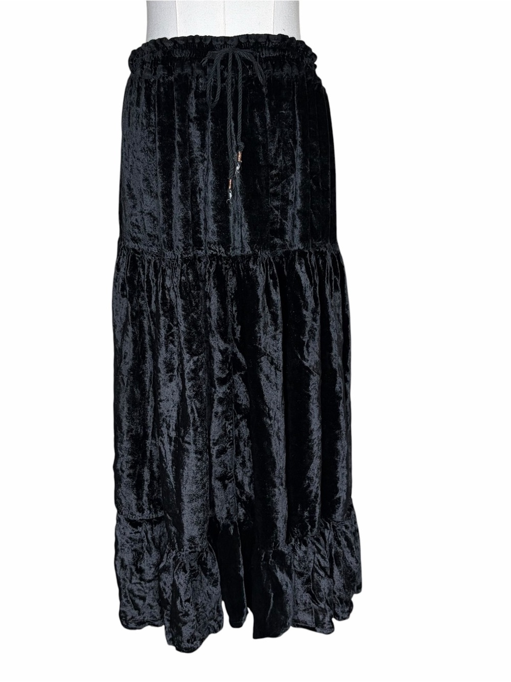 Vintage 90s Cache Black Velvet Maxi Skirt Goth Whimsigoth Boho